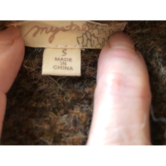 Olive green gold color v neck sweater - Picture 8 of 9